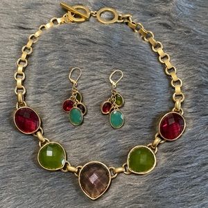 Gorgeous Ann Klein Multi Stone Necklace &earrings